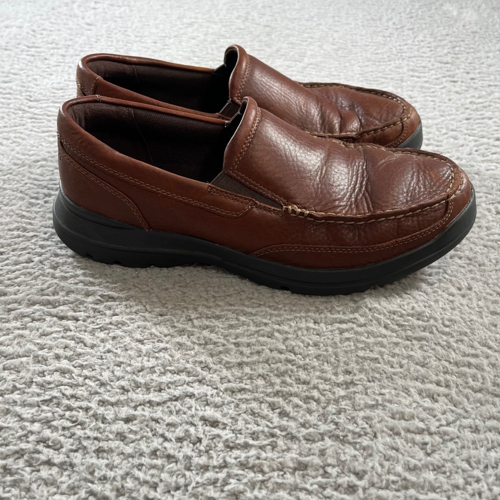 Rockport Mens Brown Leather Slip On Loafers Size 9.5 M Walking Shoes - Picture 2 of 11